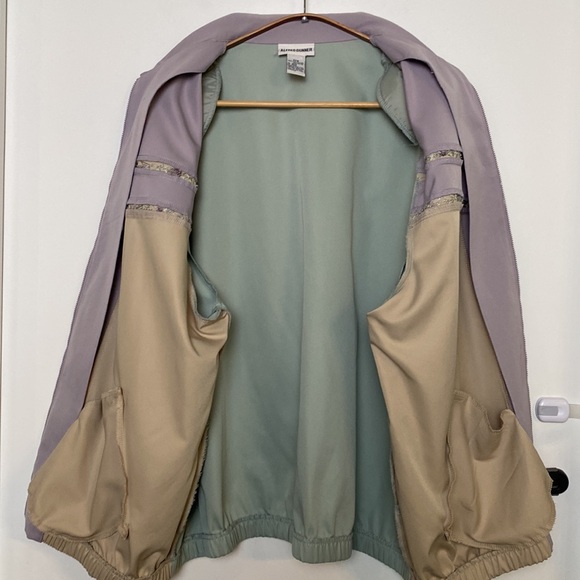 Vintage Jacket Women XL 22W Tan Pastels 90s Floral Embroidery Cottagecore Spring - Picture 12 of 16